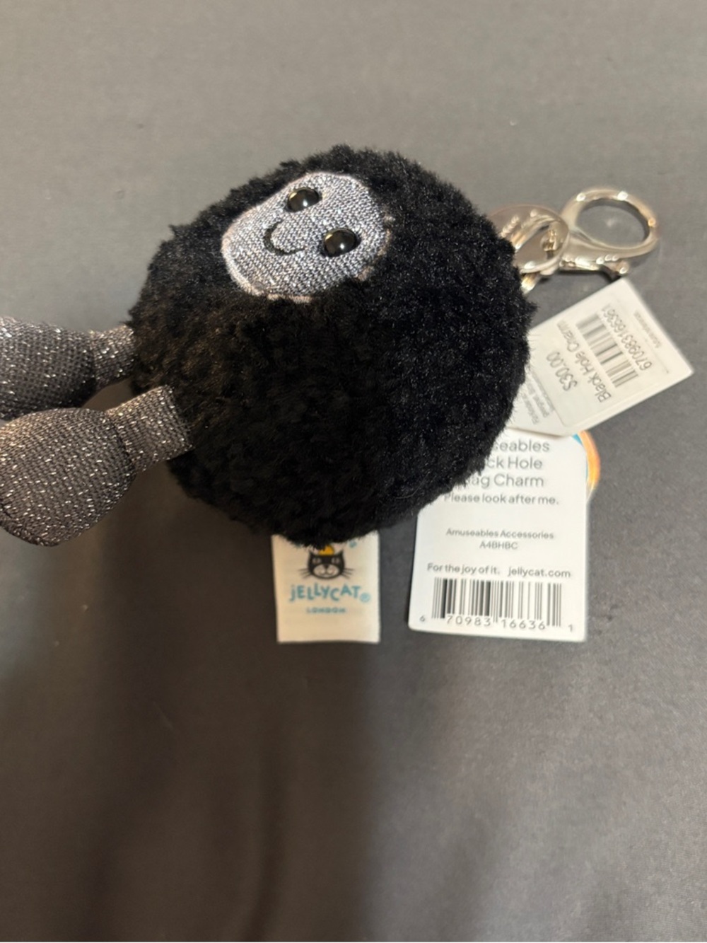 Jellycat black hole bag charm - Picture 2 of 2